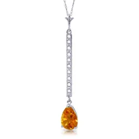 1.8 Carat 14K Solid White Gold Necklace Diamond Citrine