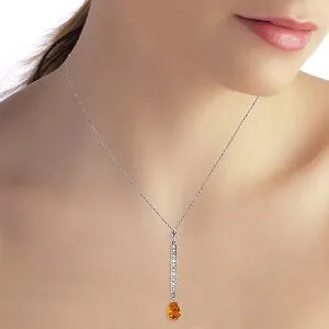 1.8 Carat 14K Solid White Gold Necklace Diamond Citrine