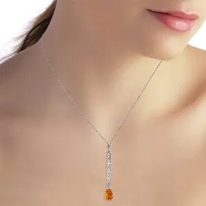 1.8 Carat 14K Solid White Gold Necklace Diamond Citrine