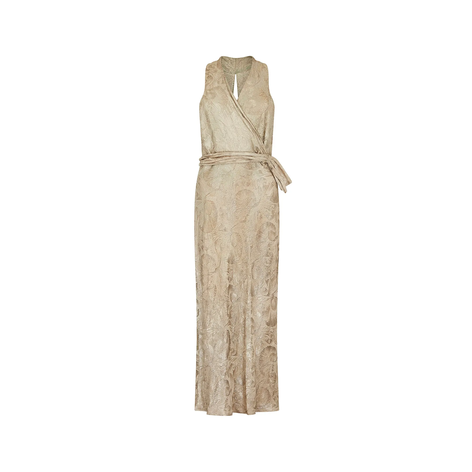 1930s Haute Couture Silver Lame Evening Dress