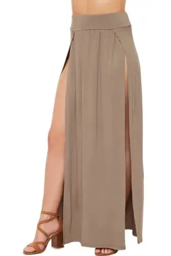 2022 New Arrival High Waisted Sexy Womens Double Slits Summer Solid Long Maxi Skirt Wholesale 51 Valentine's Day Gifts