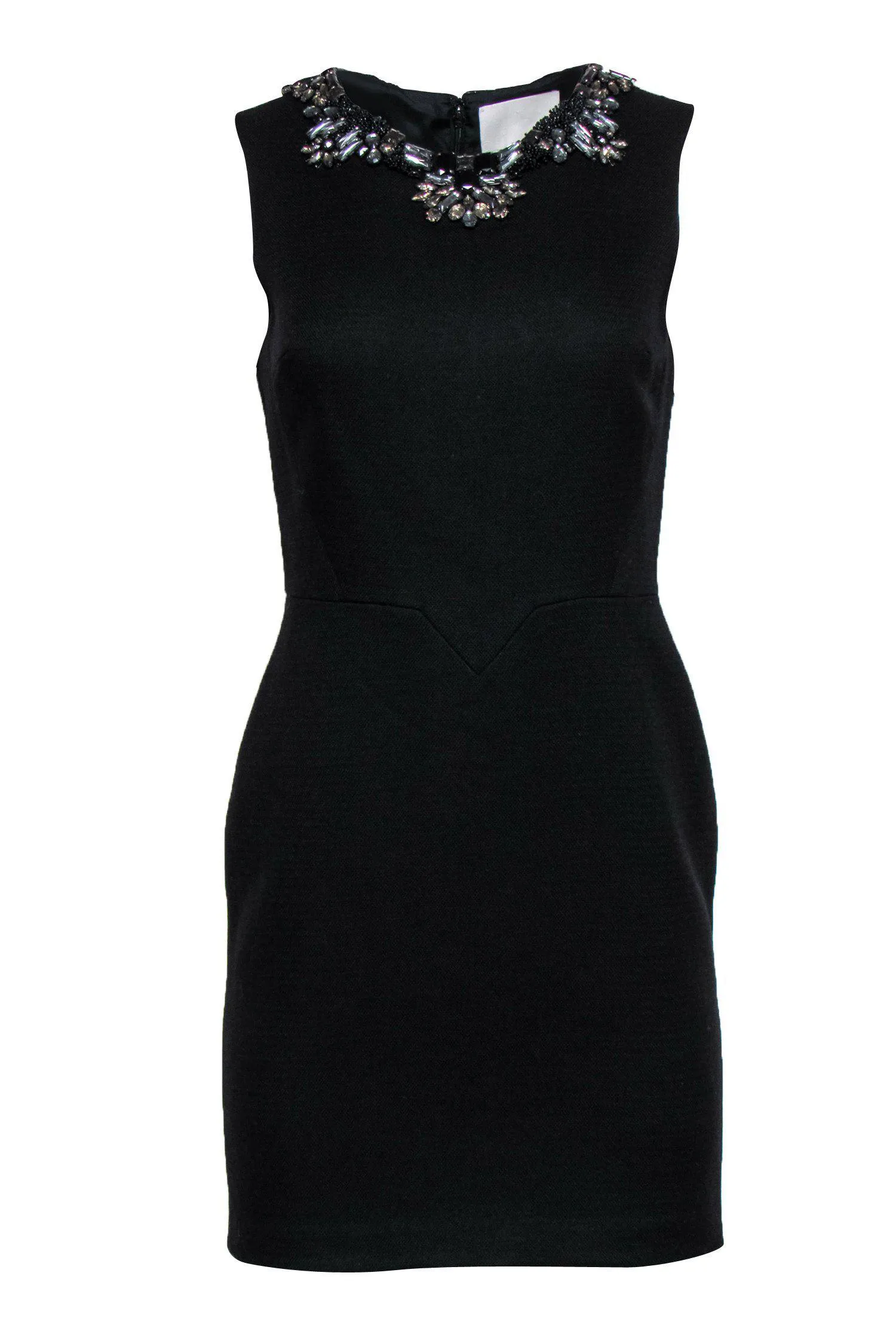 3.1 Phillip Lim - Black Woven Sheath Dress w/ Jeweled Neckline Sz 4