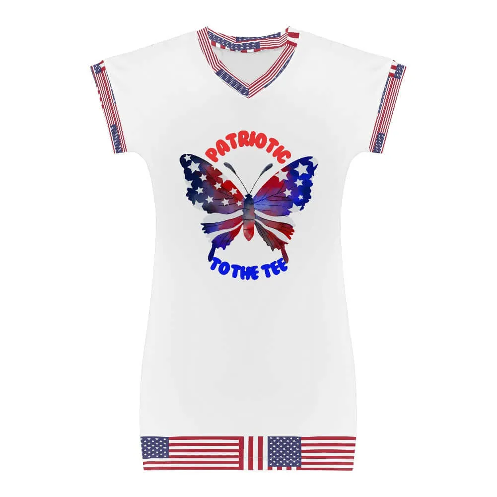 4th of July Patriotic Girl's Short Sleeve T-Shirt Dress