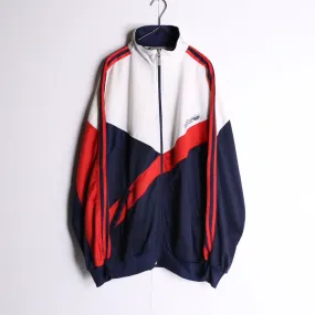 80‘s~”adidas“white×red×navy back print track jacket