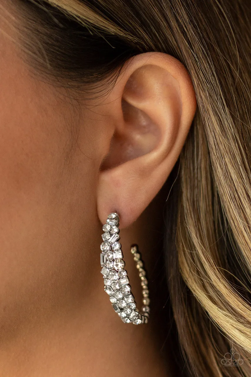 A GLITZY Conscience White Paparazzi Earrings