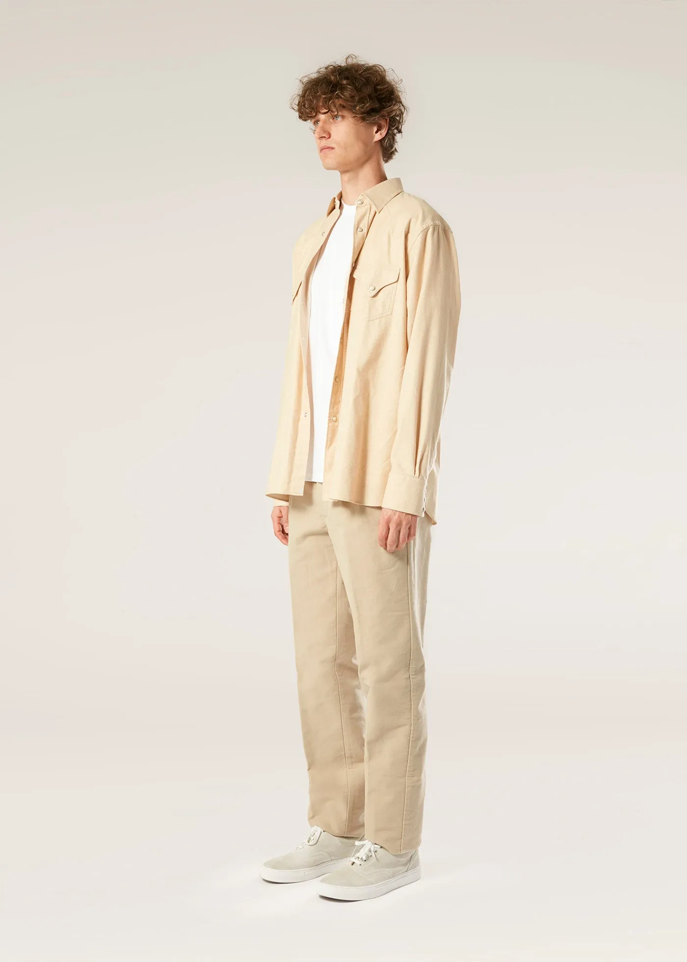 AALGHERO STRAIGHT-LEG PLEATED COTTON-FLANNEL TROUSERS