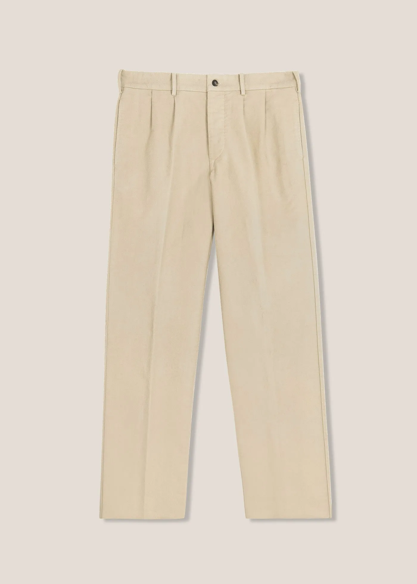 AALGHERO STRAIGHT-LEG PLEATED COTTON-FLANNEL TROUSERS