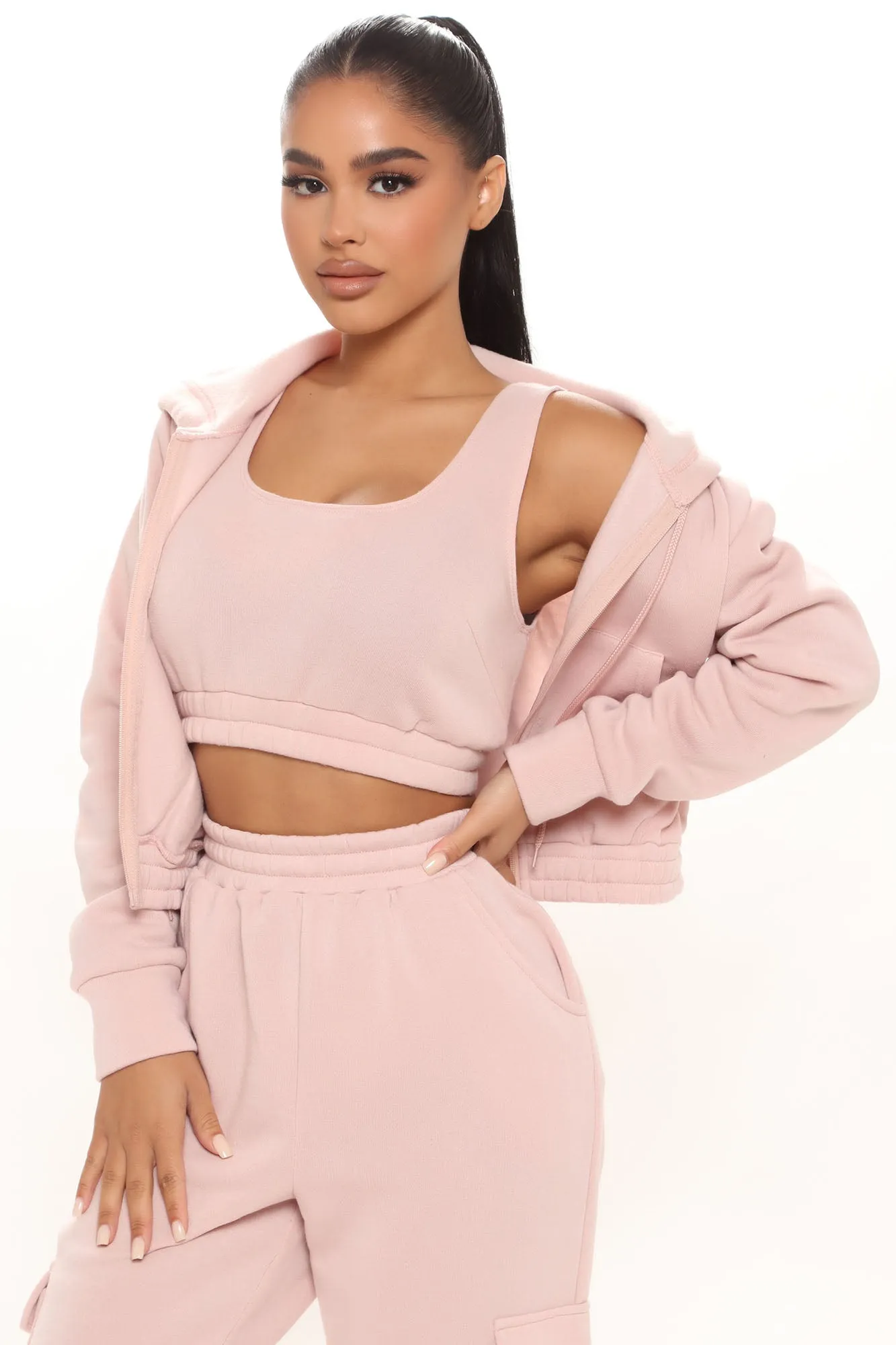 About Time 3 Piece Jogger Set - Rose