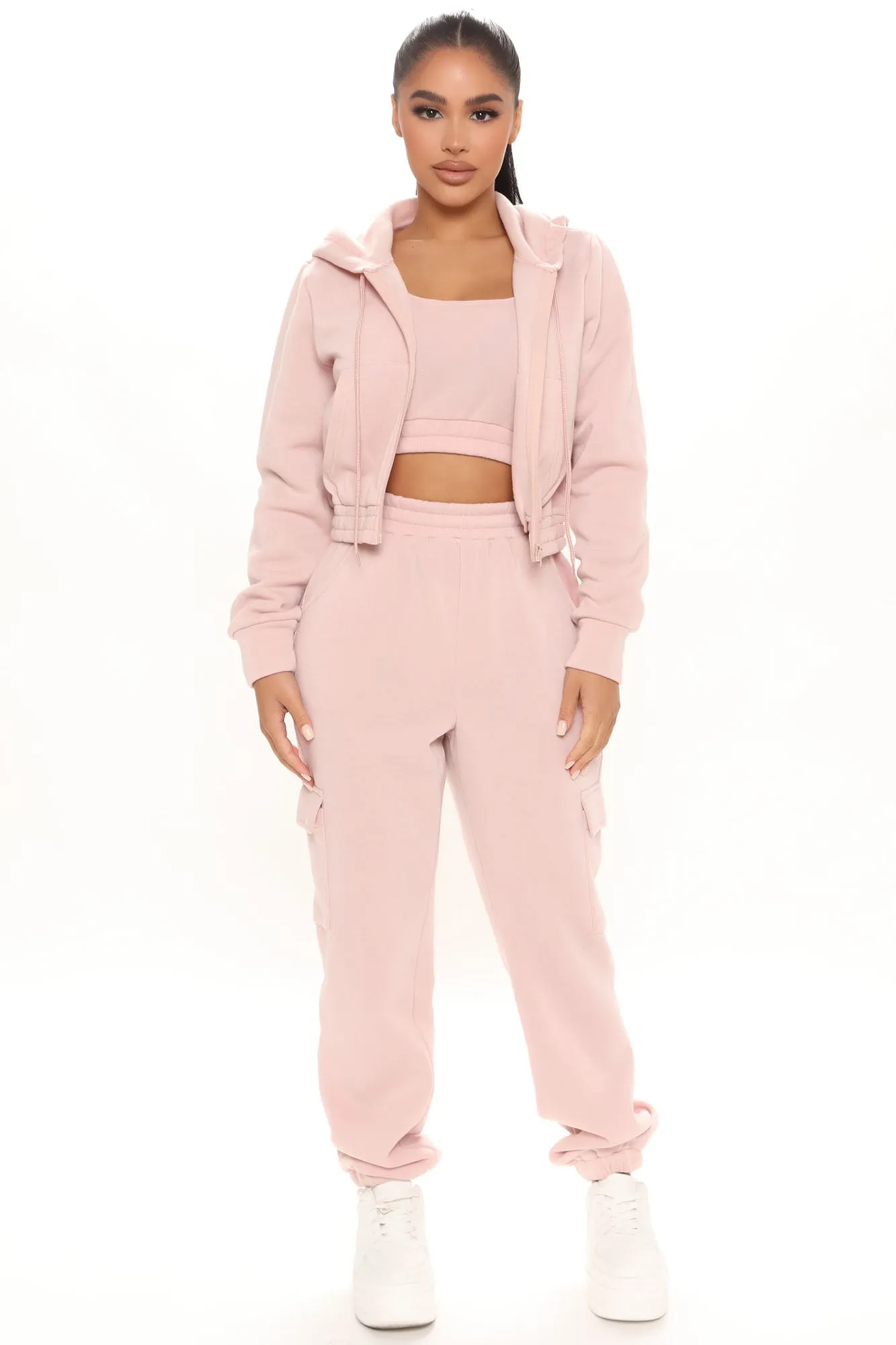 About Time 3 Piece Jogger Set - Rose