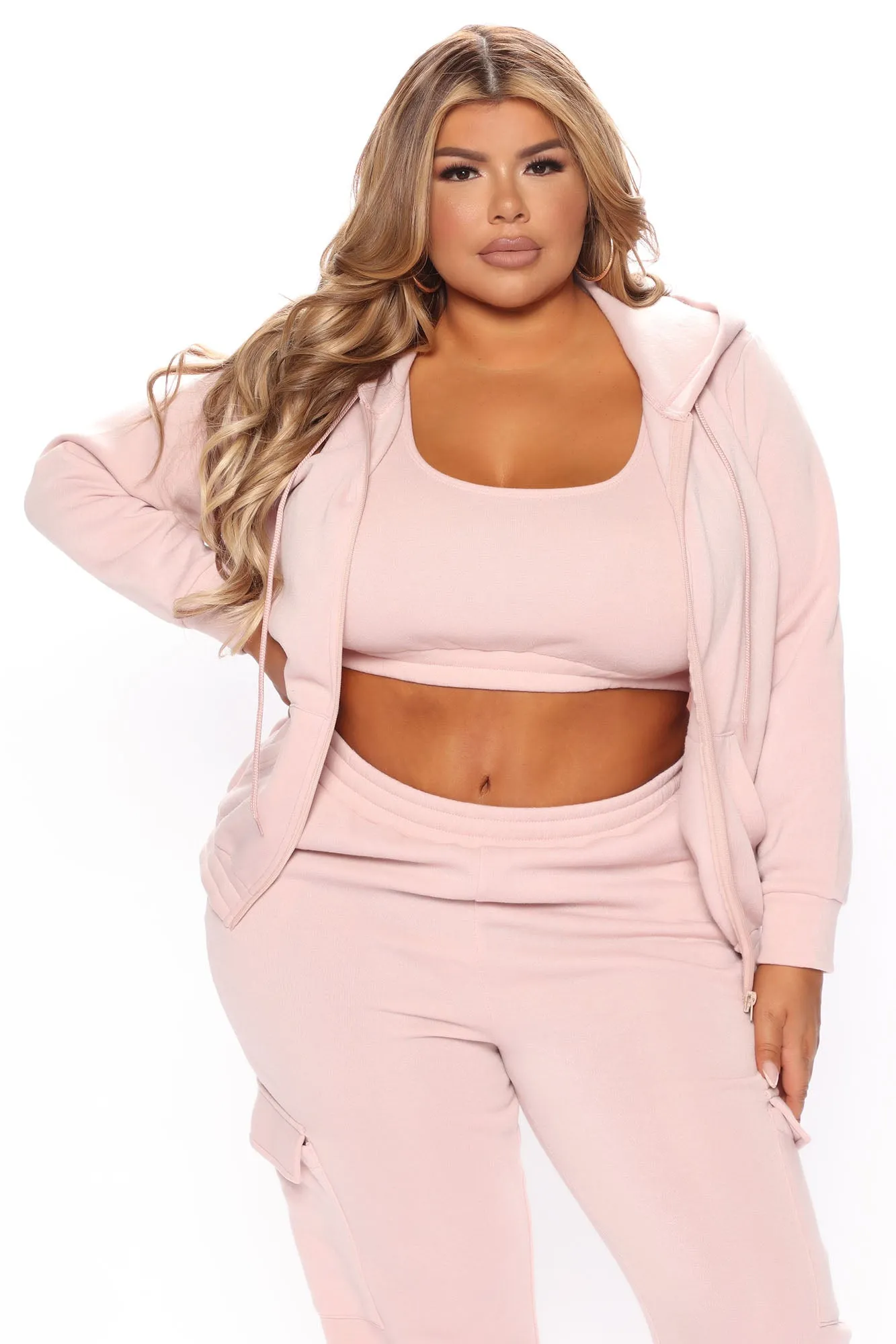 About Time 3 Piece Jogger Set - Rose