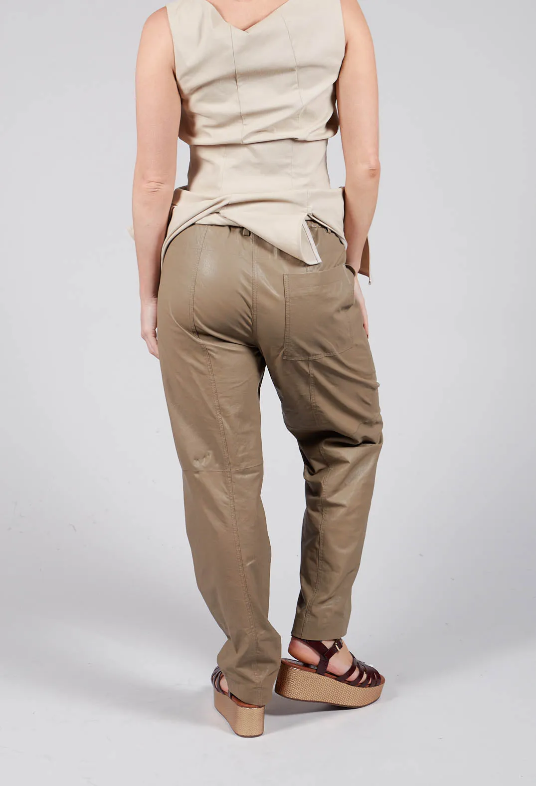 Ago Leather Trouser In Khaki