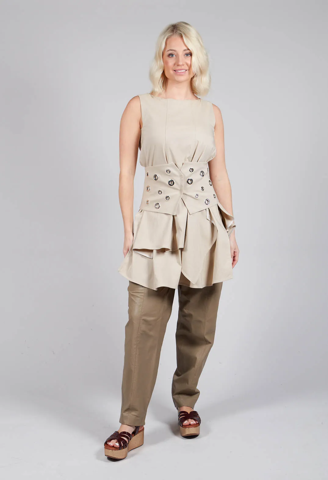 Ago Leather Trouser In Khaki