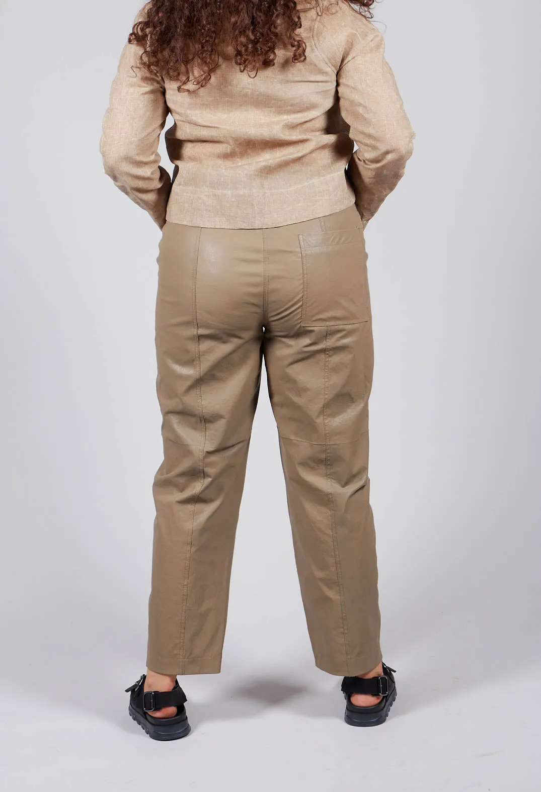 Ago Leather Trouser In Khaki