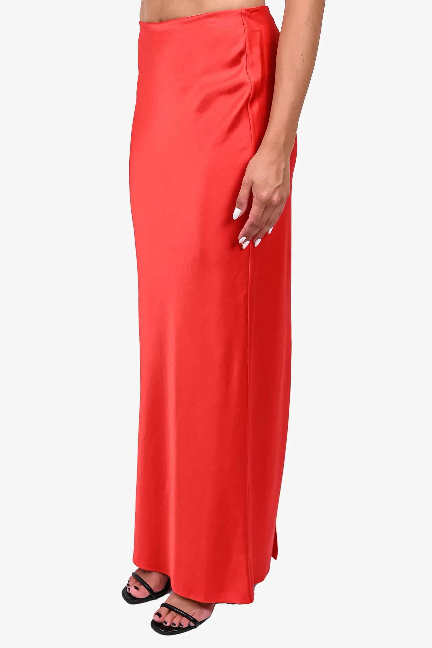 Alice   Olivia Red Satin Maxi Skirt Size 8