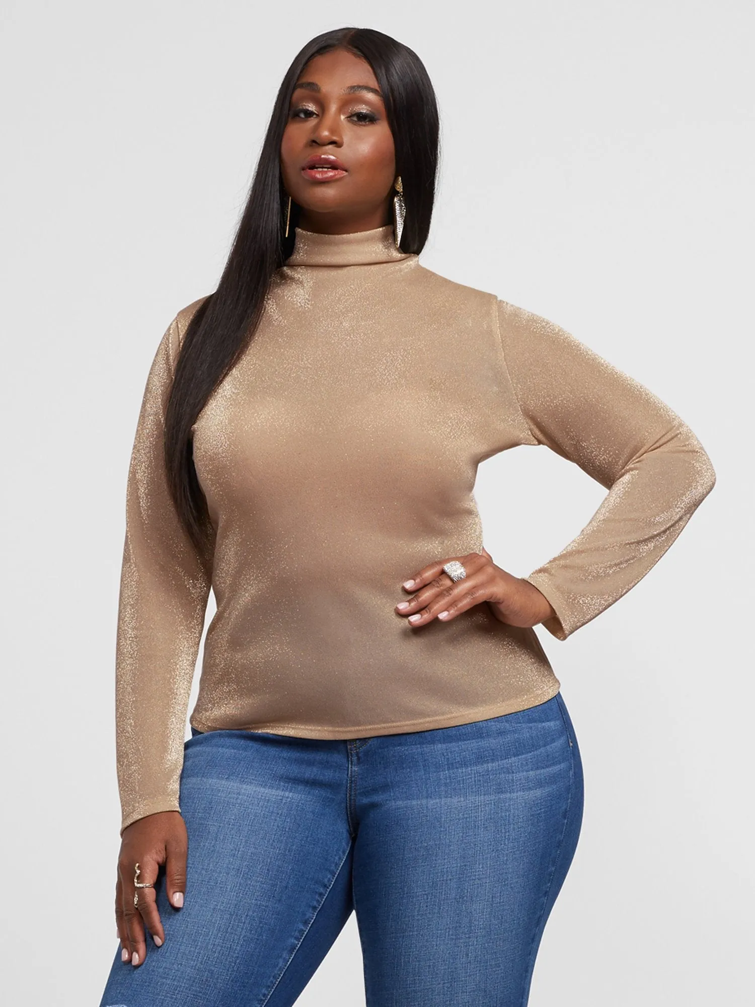 Anita Champagne Turtleneck Top