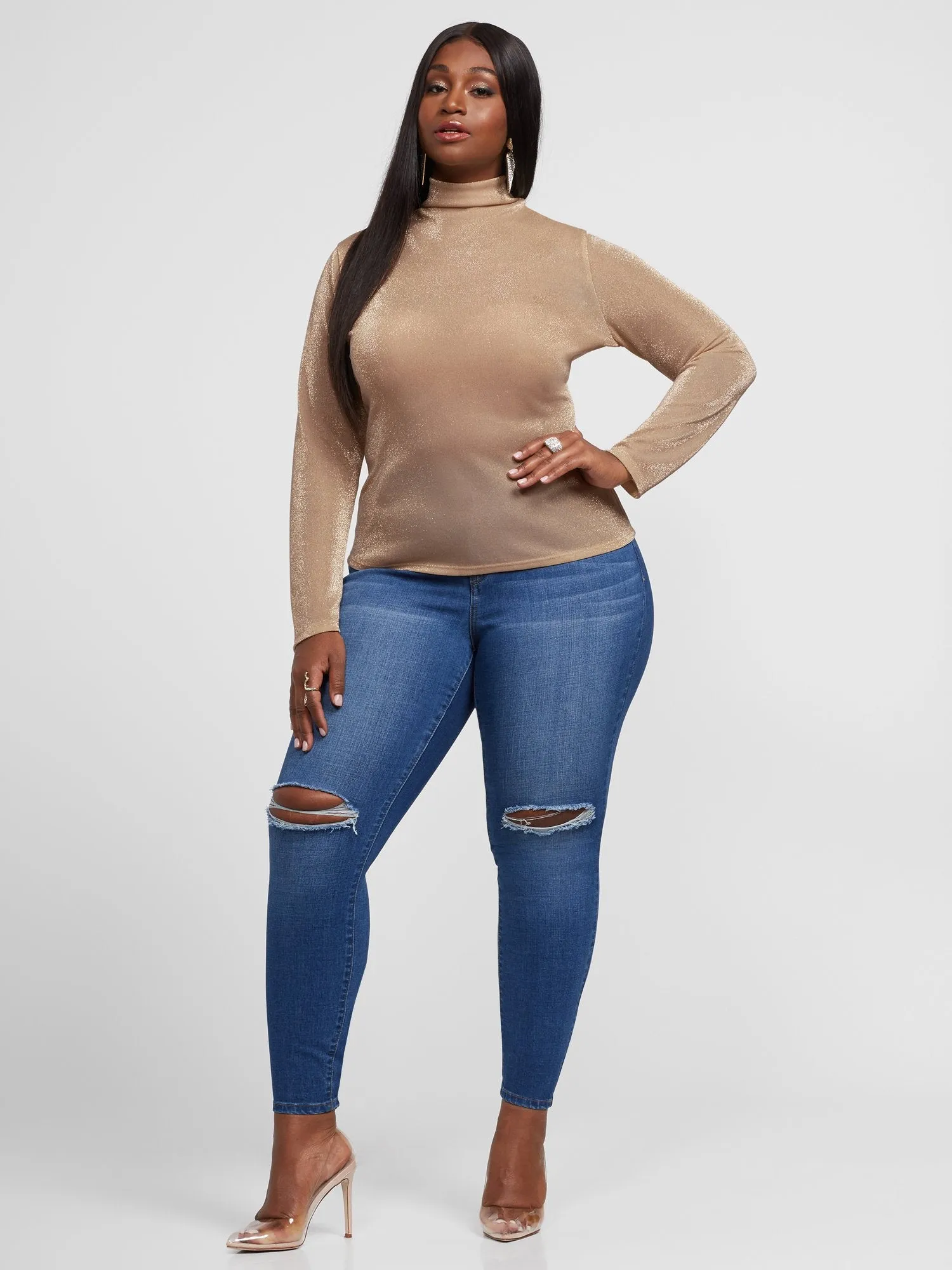 Anita Champagne Turtleneck Top