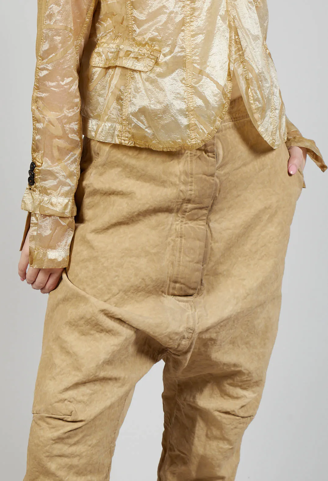 Ash Drop Crotch Trousers in Wax Cloud