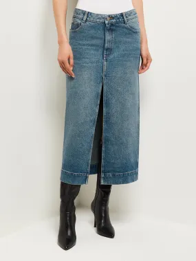 Asra Denim Maxi Skirt, Aged Mid