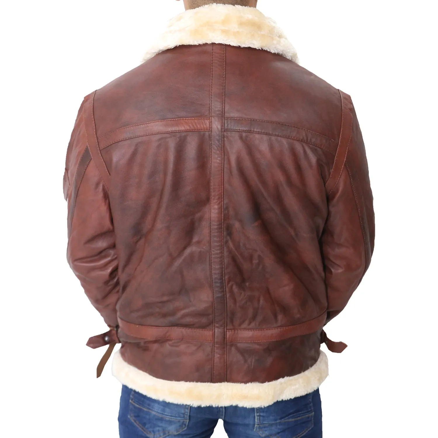 B3 Bomber Aviator Shearling Maroon Mens Leather Jacket