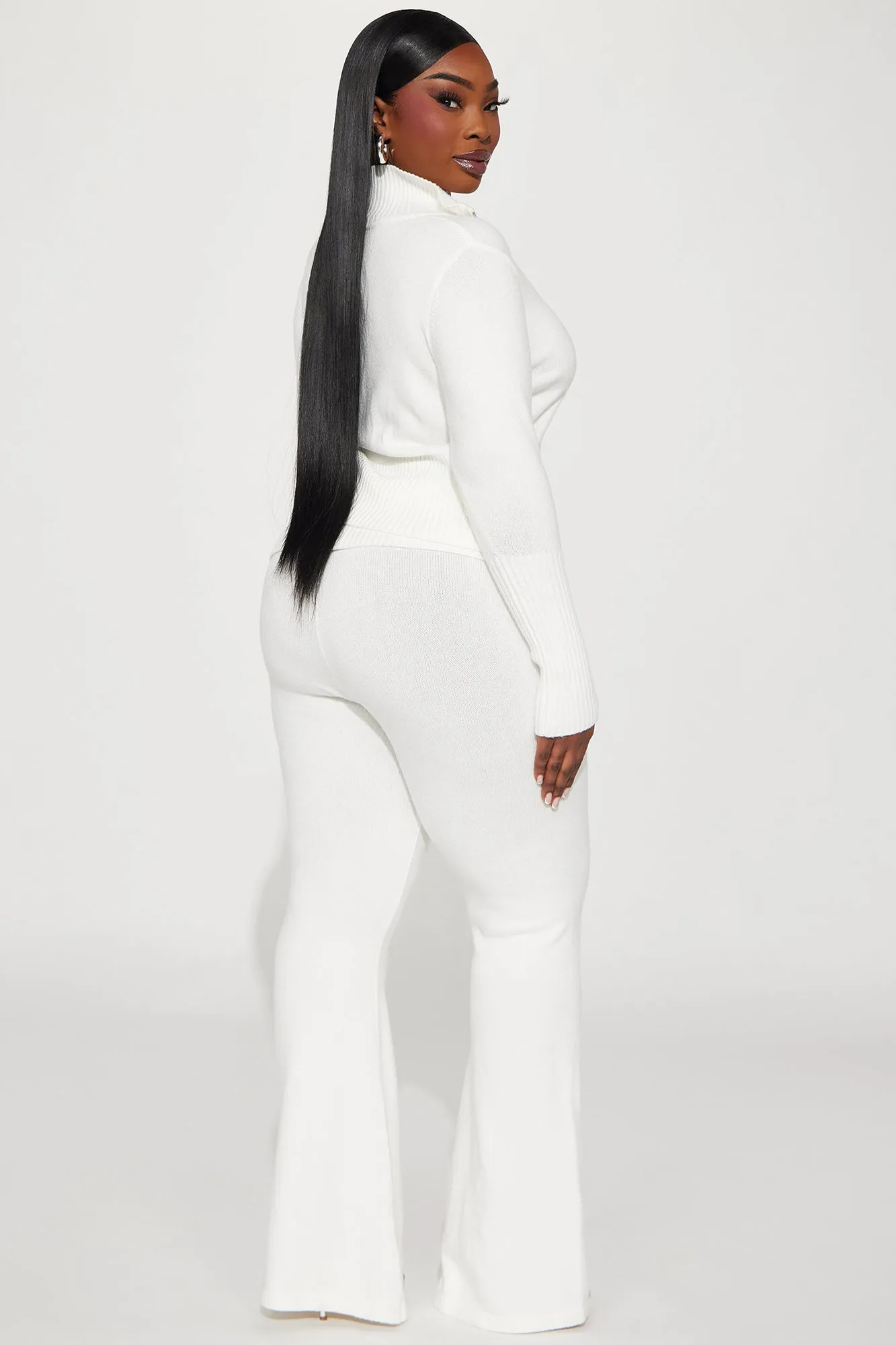 Baddie Energy Sweater Pant Set - Off White