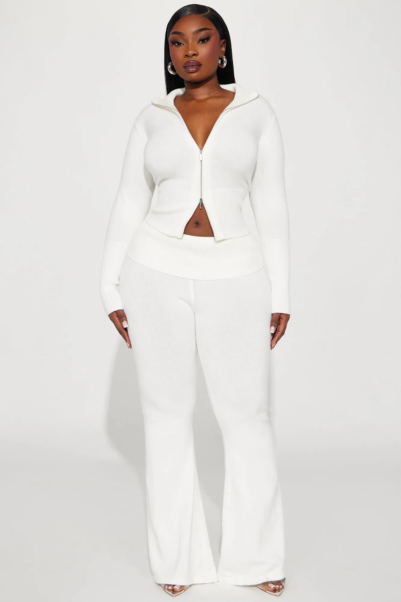 Baddie Energy Sweater Pant Set - Off White