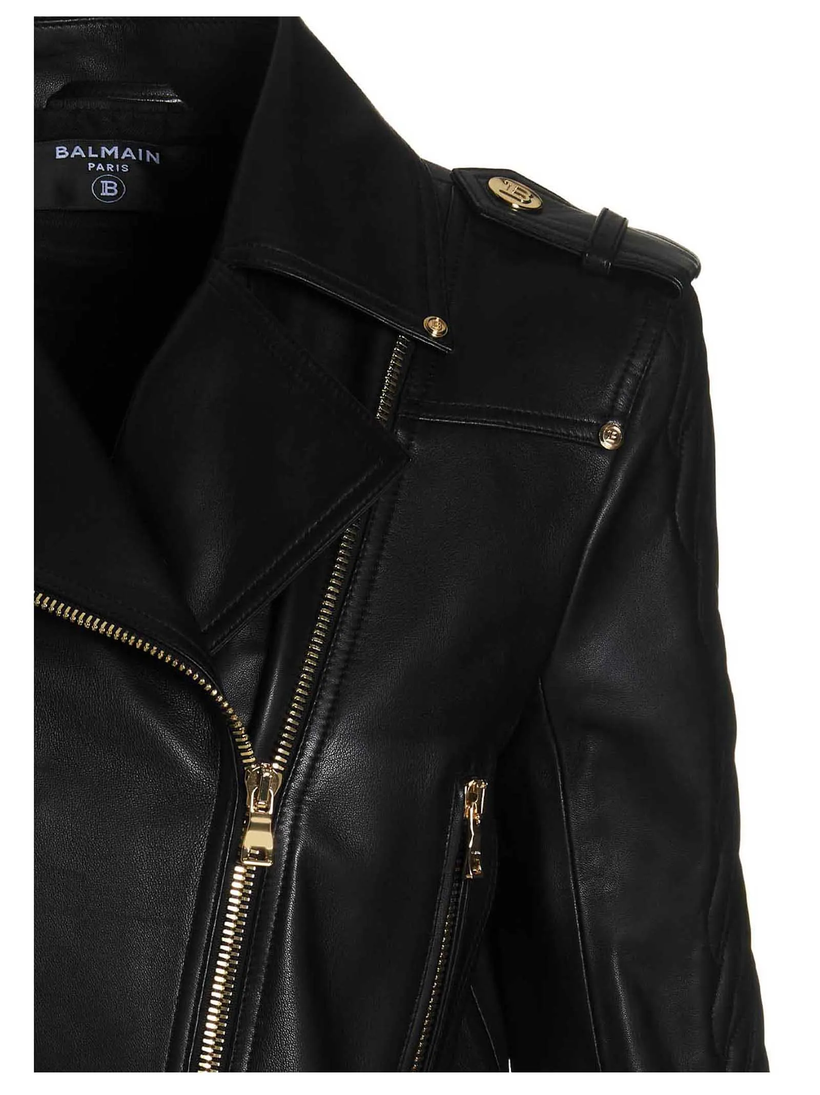 Balmain Zip-Up Long Sleeved Cropped Biker Jacket