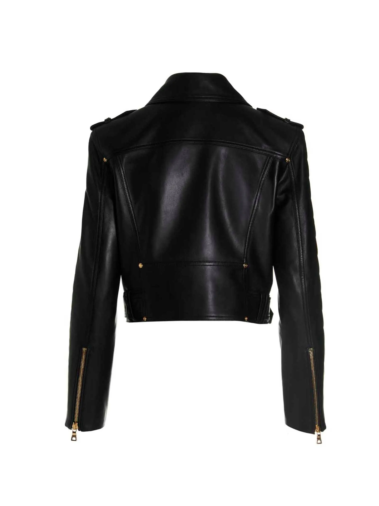 Balmain Zip-Up Long Sleeved Cropped Biker Jacket