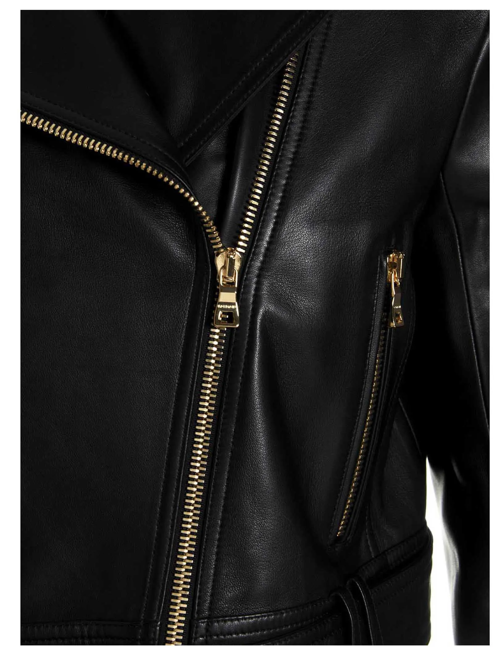 Balmain Zip-Up Long Sleeved Cropped Biker Jacket