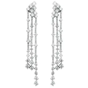 Big & Small Diamond Earrings (4.41 ct Diamonds) in White Gold