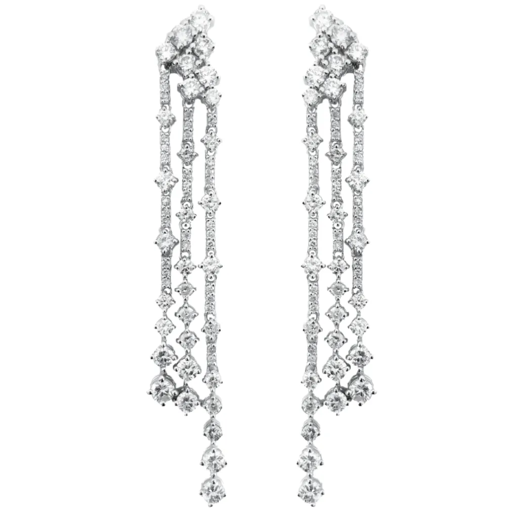 Big & Small Diamond Earrings (4.41 ct Diamonds) in White Gold