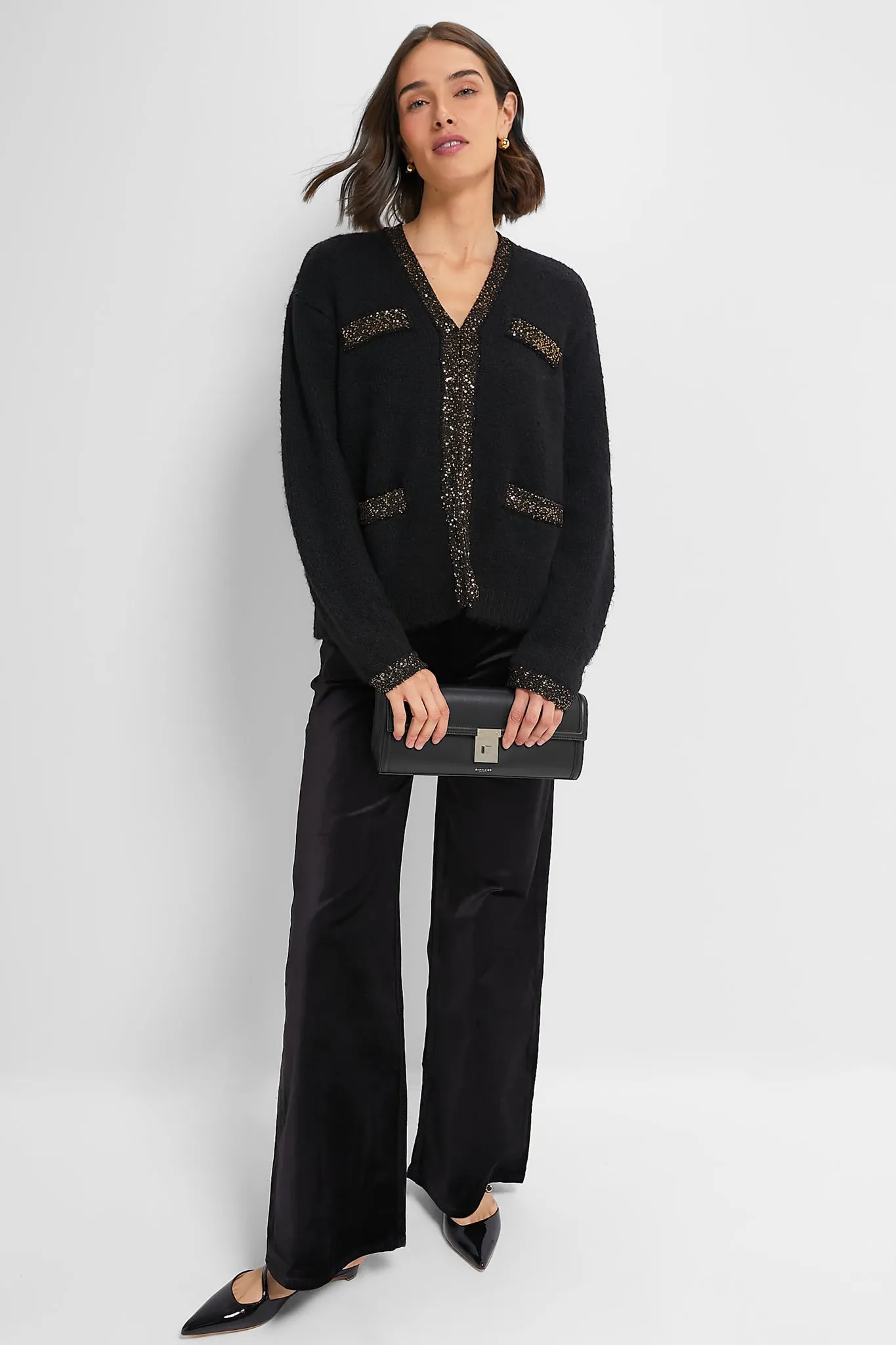 Black Boucle Fallon Cardigan