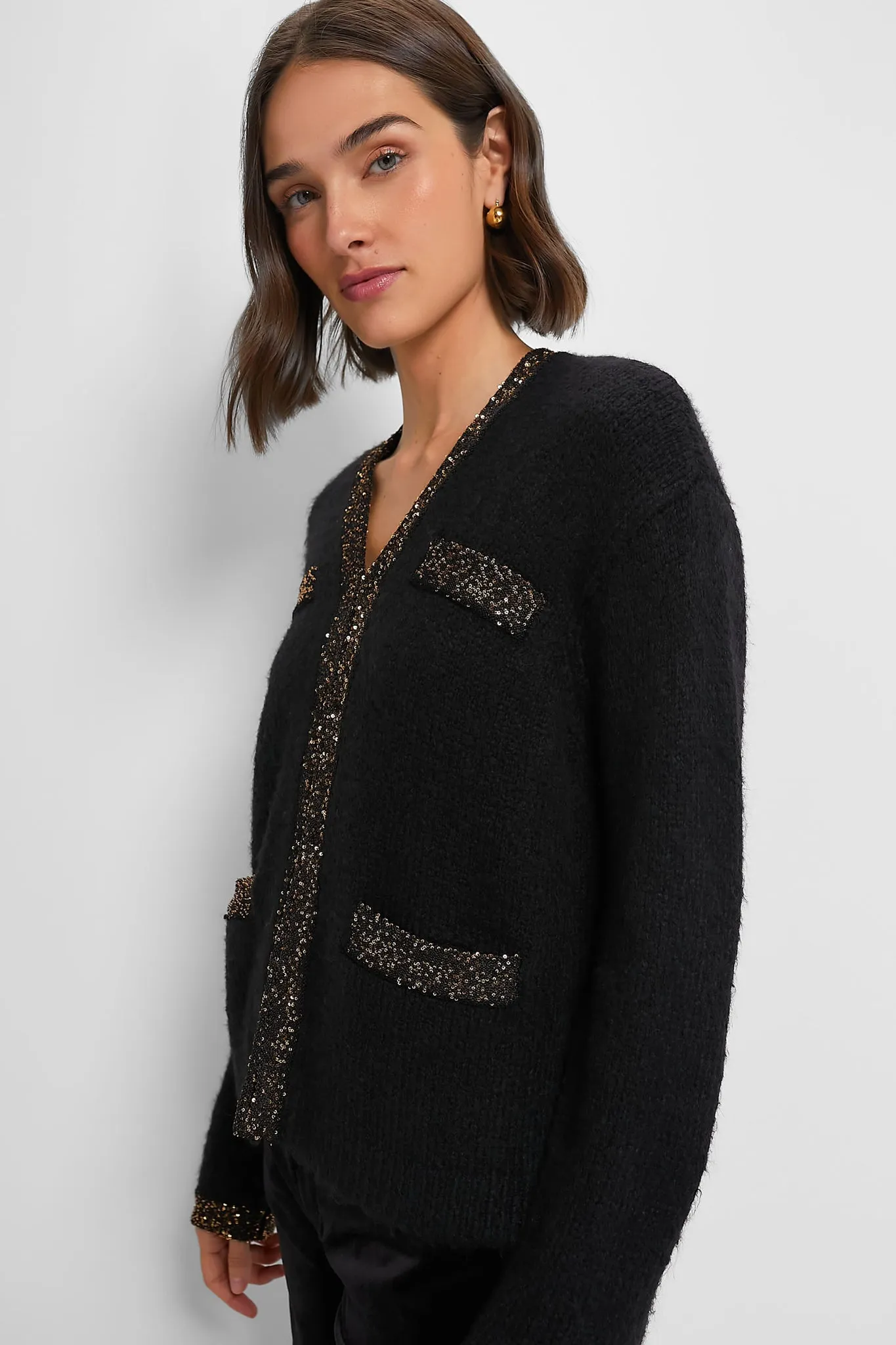 Black Boucle Fallon Cardigan