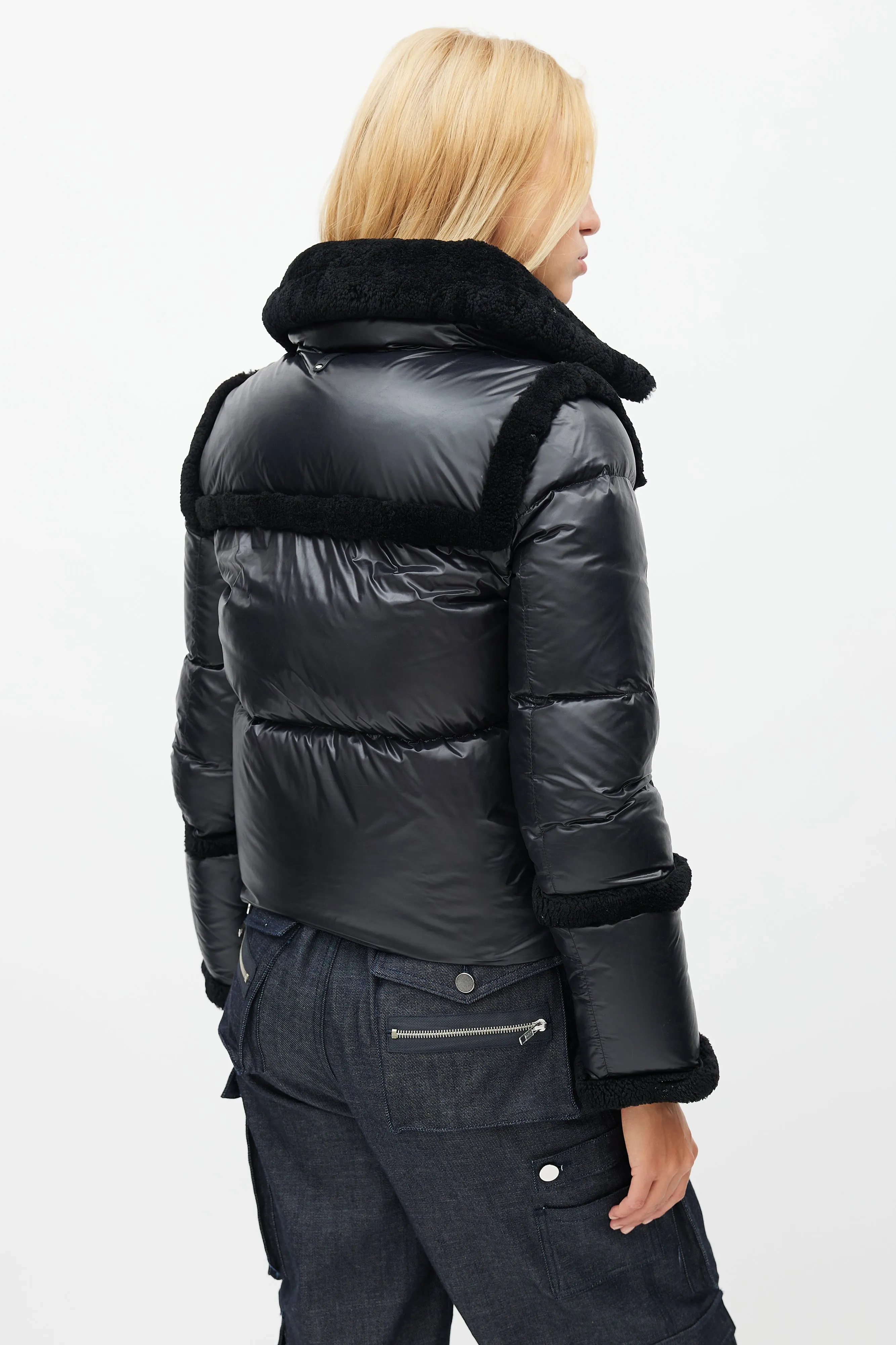 Black Shearling Puffer Jacket