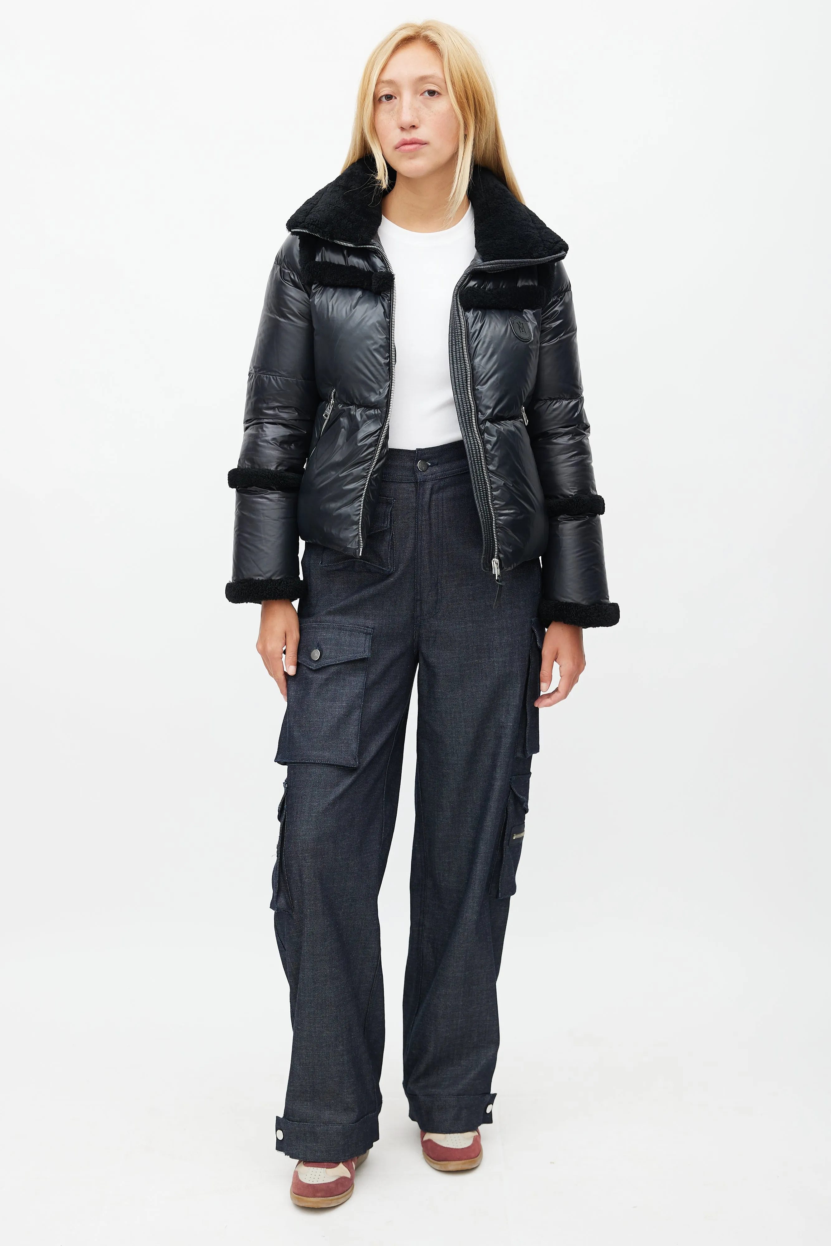 Black Shearling Puffer Jacket