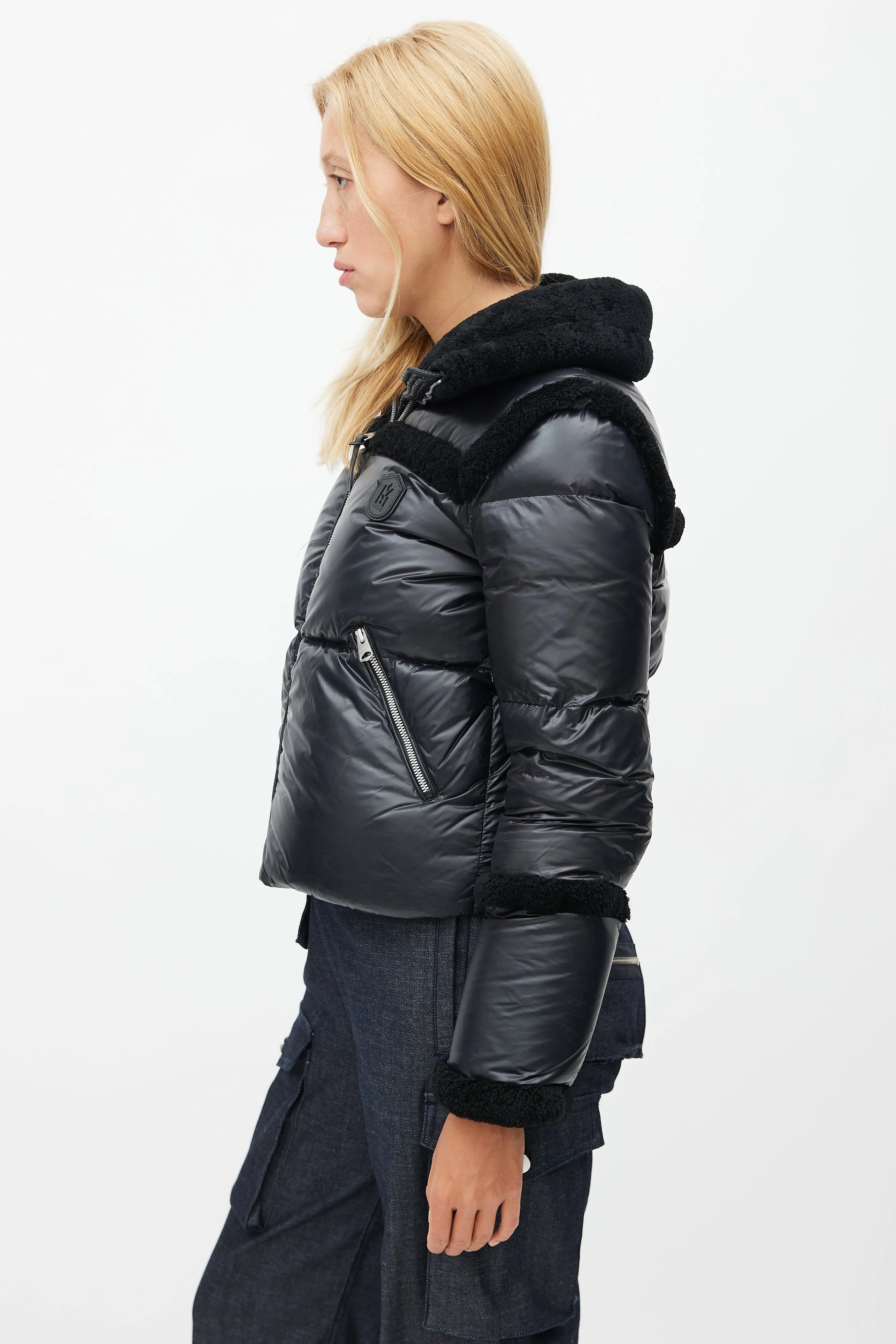 Black Shearling Puffer Jacket