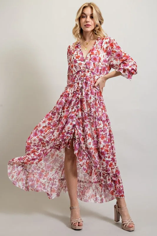 Bohemian High Low Floral Maxi Dress