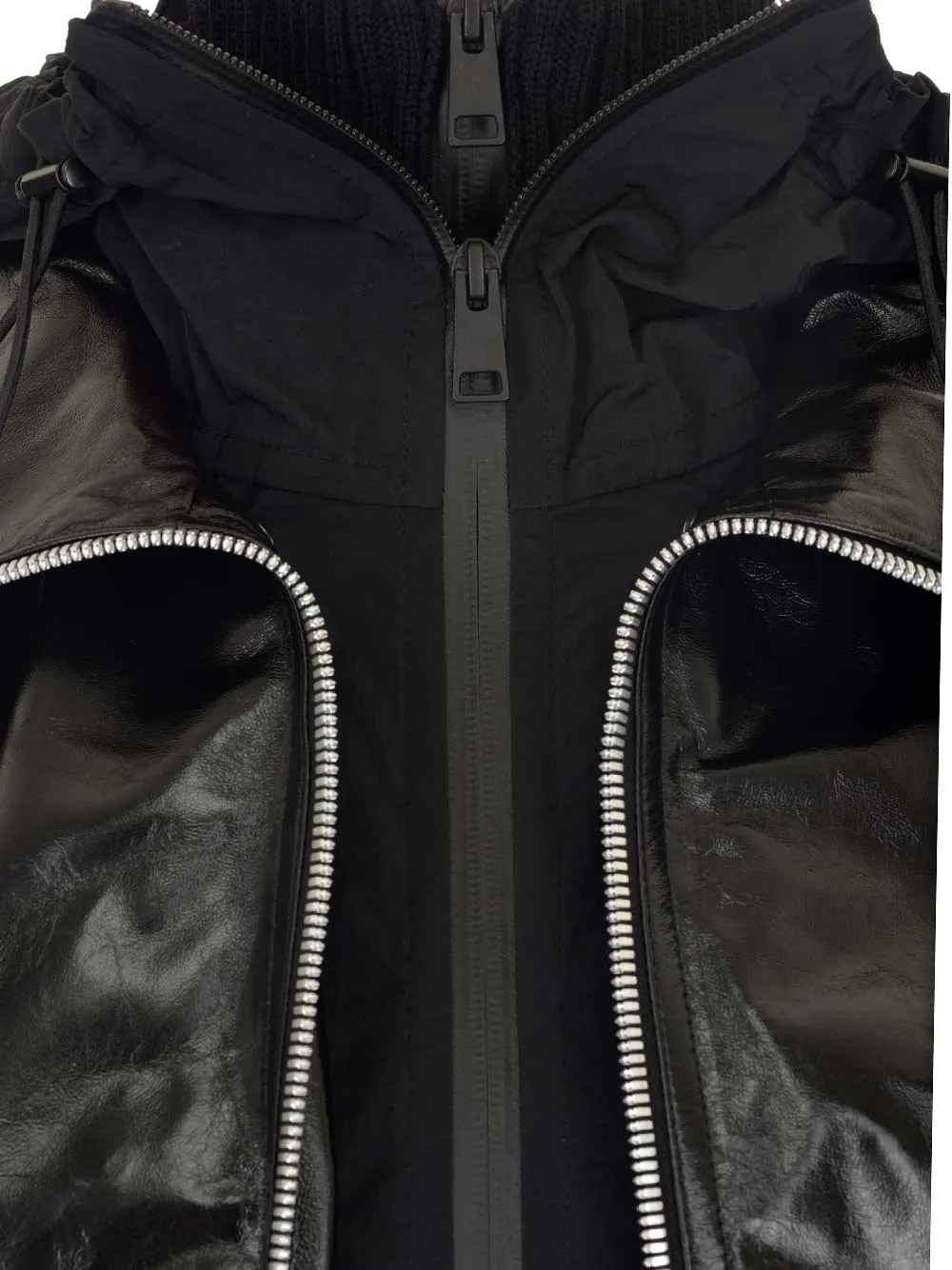 Bottega Veneta Knit-Detailed Cropped Leather Jacket