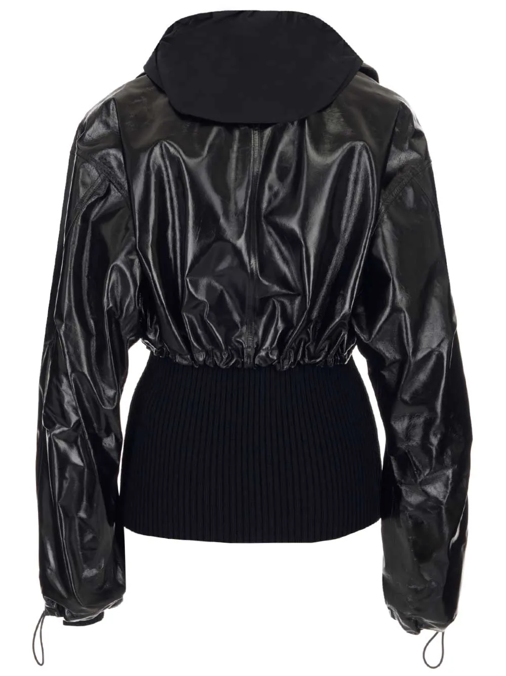 Bottega Veneta Knit-Detailed Cropped Leather Jacket