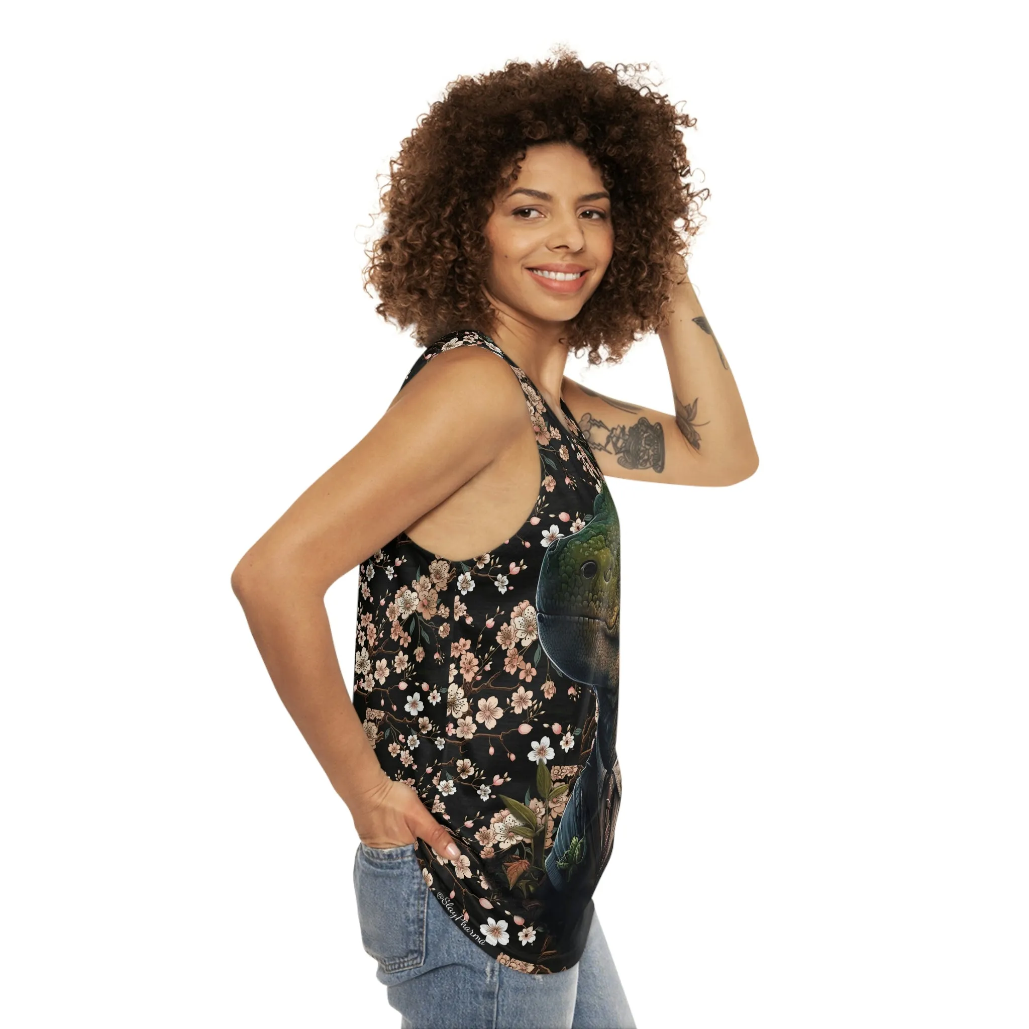 Business Dinosaur Cherry Blossom Tank Top #1