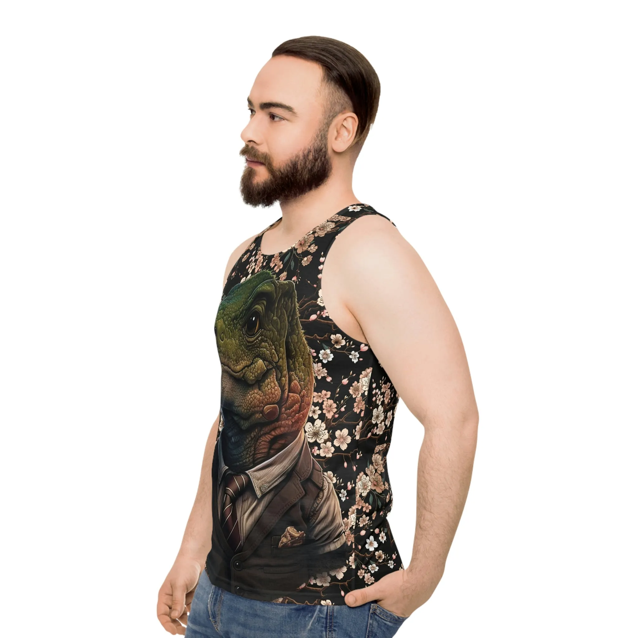 Business Dinosaur Cherry Blossom Tank Top #1