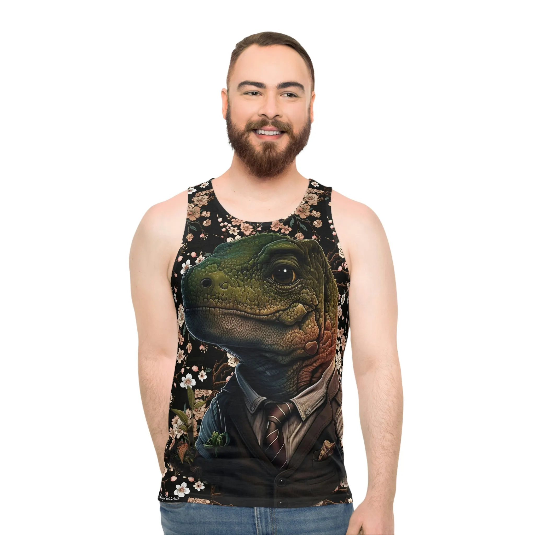 Business Dinosaur Cherry Blossom Tank Top #1