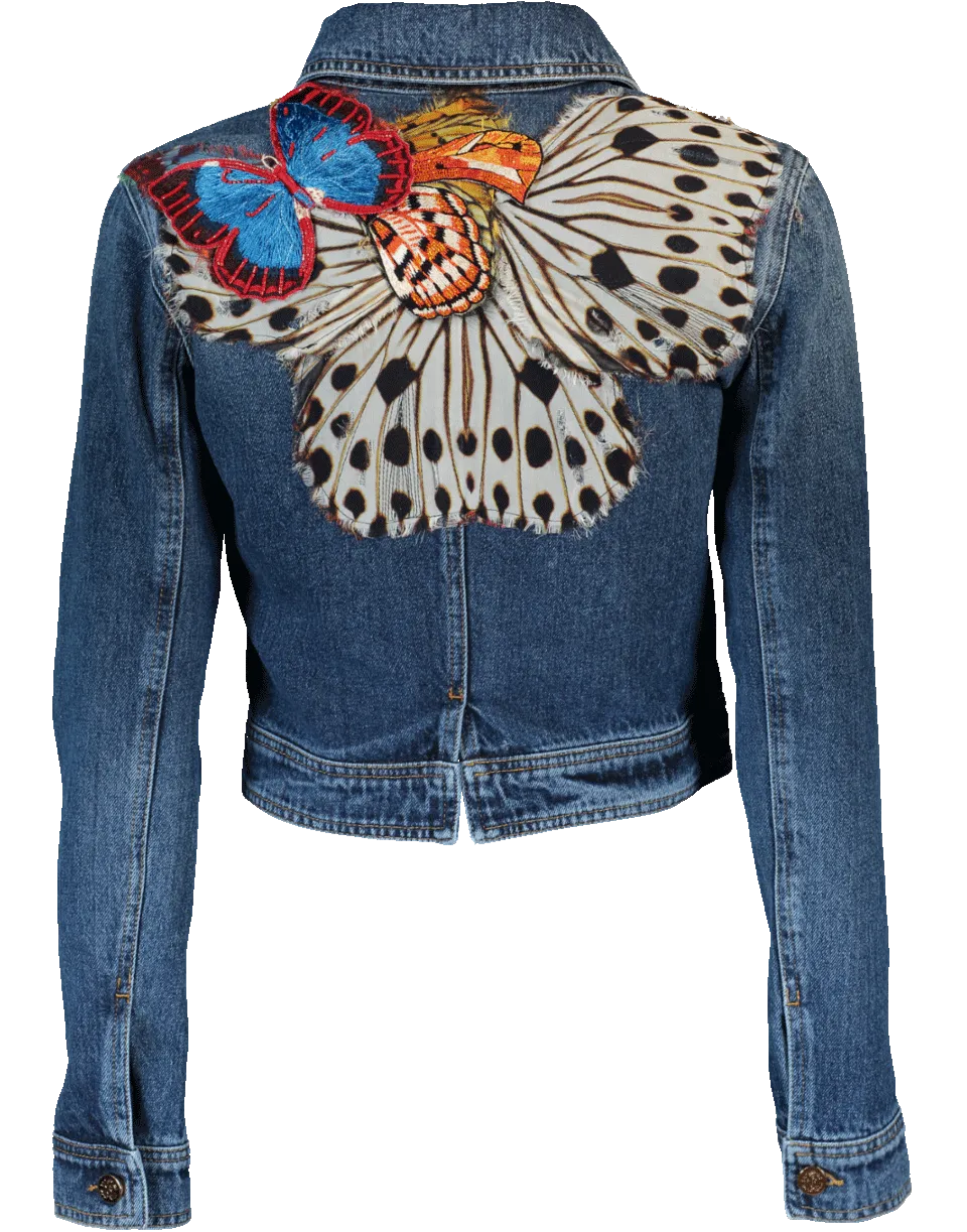 Butterfly Embroidered Jean Jacket