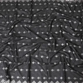 Charcoal Geometric Embroidered Cotton Voile for Sudanese Thobe - 140cm x 4.5 Mtrs piece-D18596