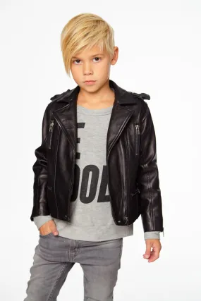 Chaser Kids Matte Vegan Leather Moto Jacket w/Zippers