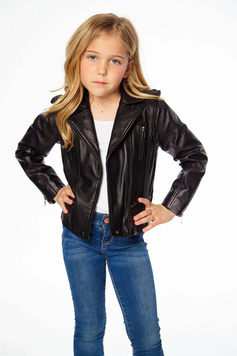 Chaser Kids Matte Vegan Leather Moto Jacket w/Zippers