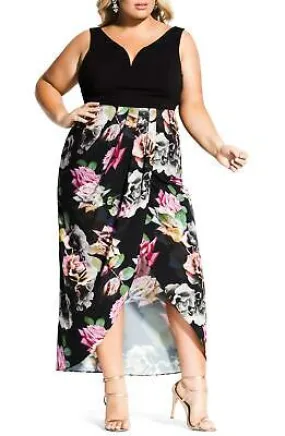 City Chic Trendy Plus Size Faux-Wrap Maxi Dress, Size XL 22 W