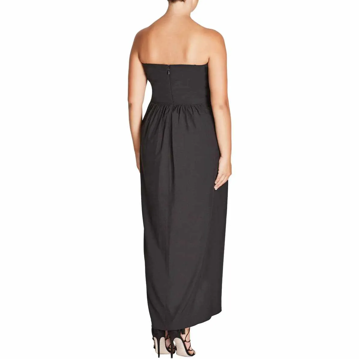 City Chic Women's Romantic Drape Maxi Dress in Black, Size 24/2XL