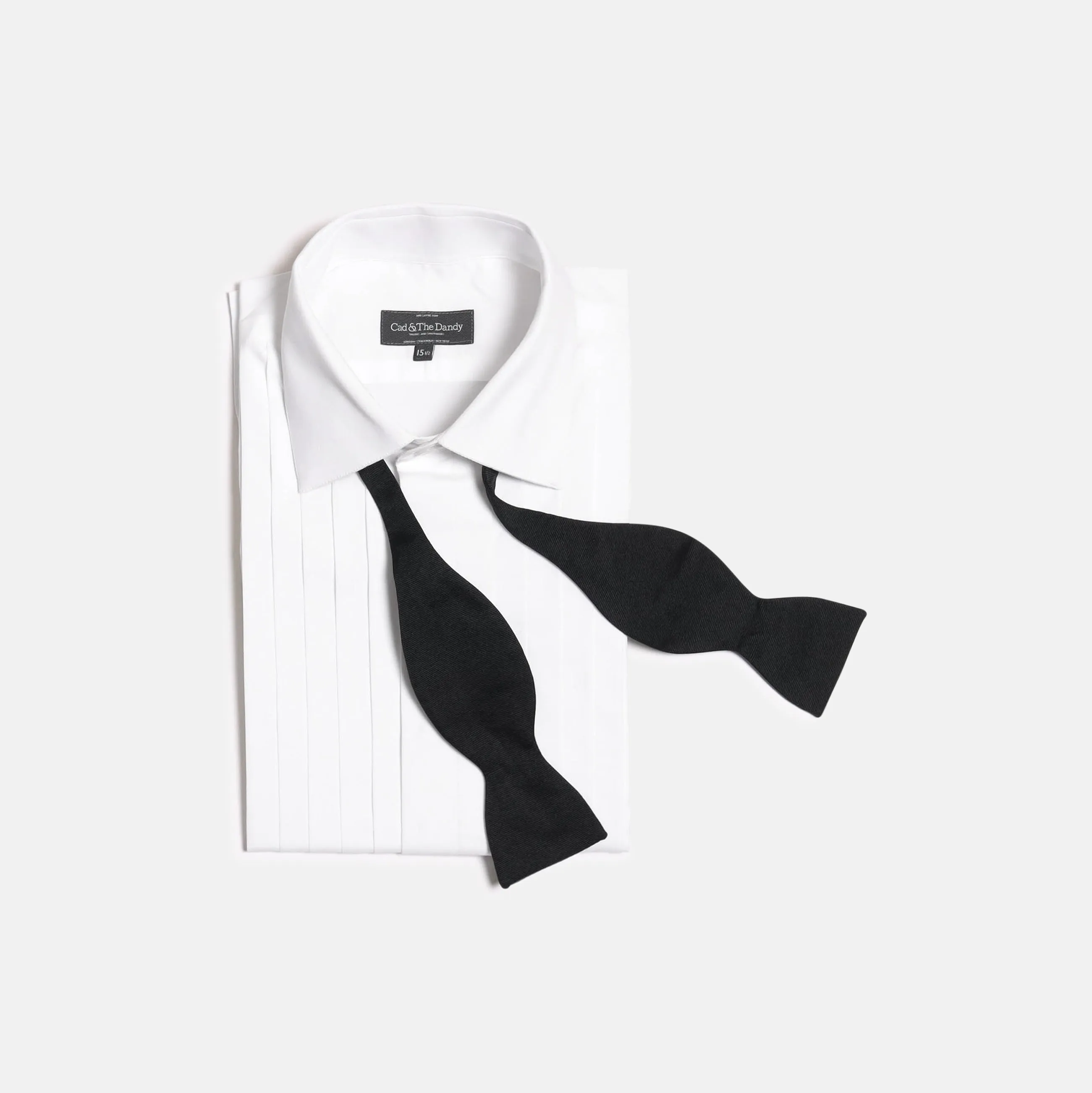 Classic Collar Pleated Dress Shirt in White Poplin