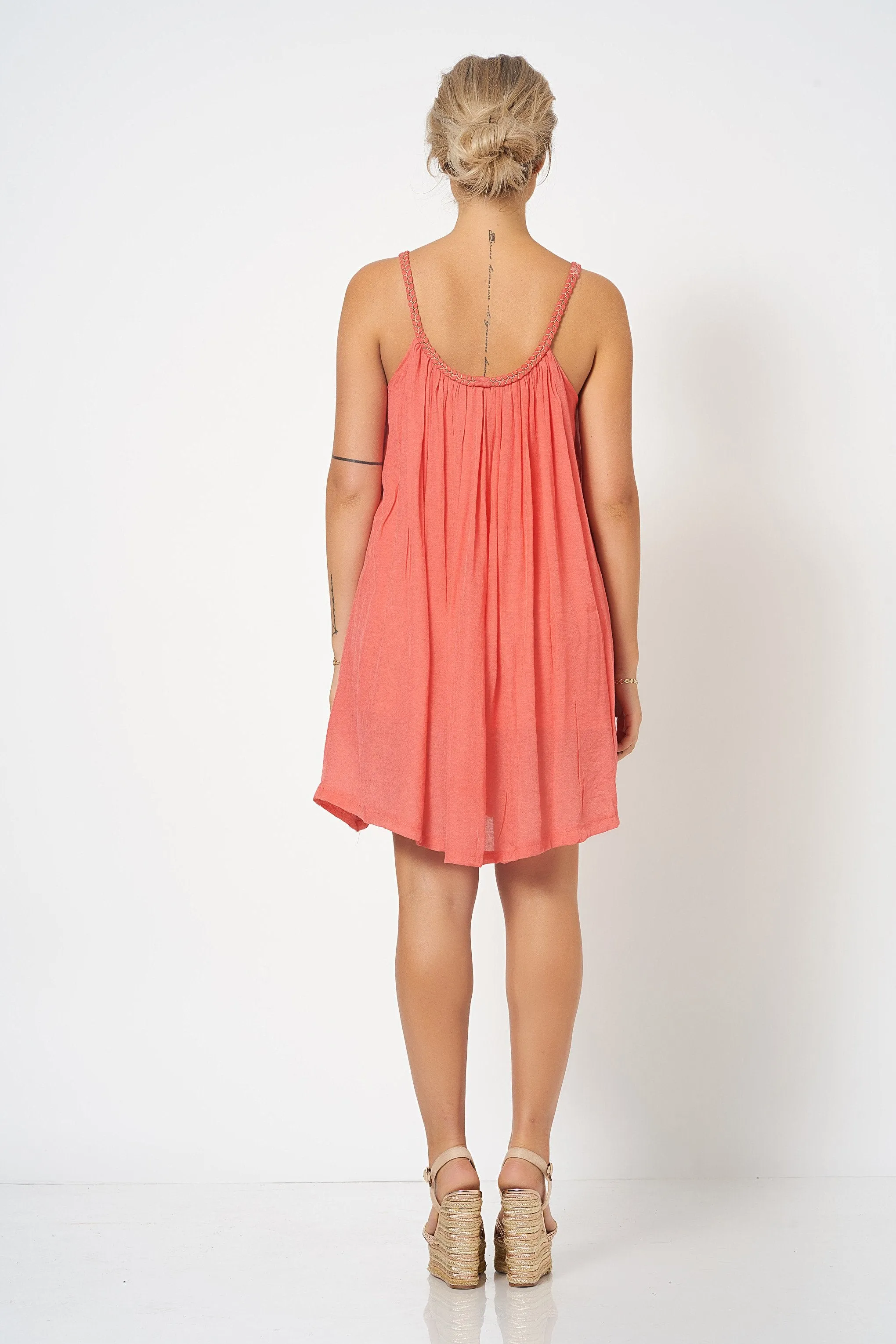 Coral Strap Detail Swing Dress