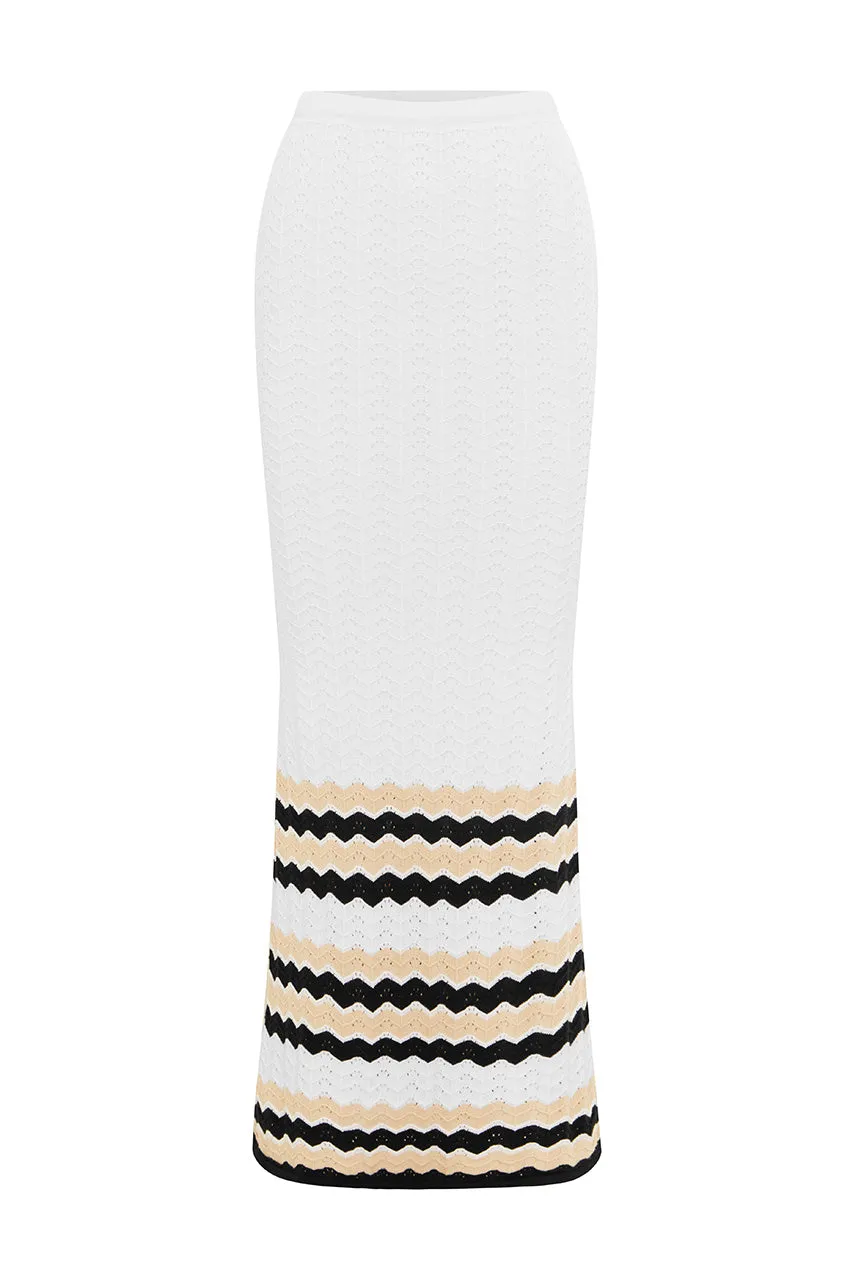 CORALINA MAXI SKIRT - WHITE/SAND